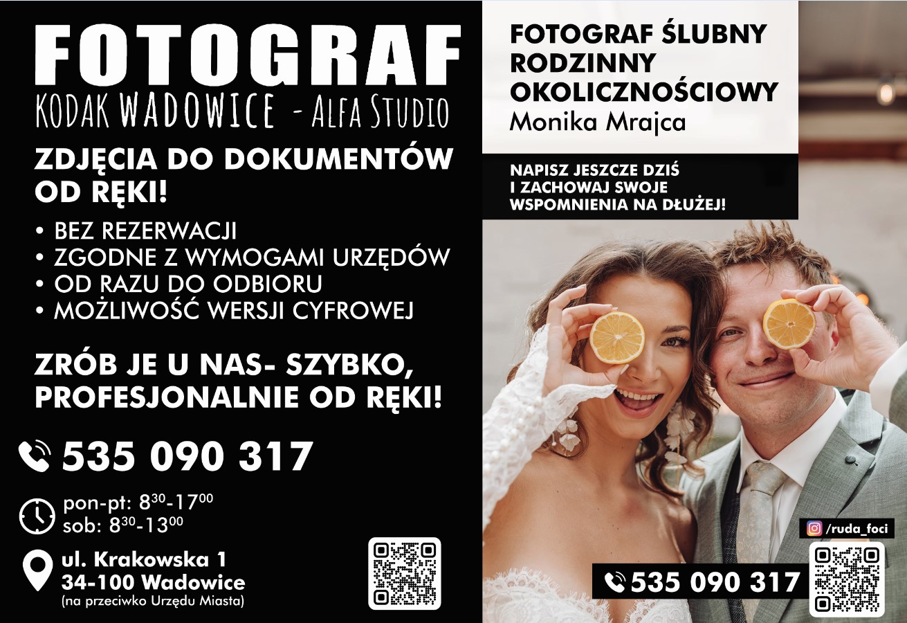 FOTOGRAF WADOWICE - zdjęcia do dokumentów WADOWICE studio fotograficzne WADOWICE